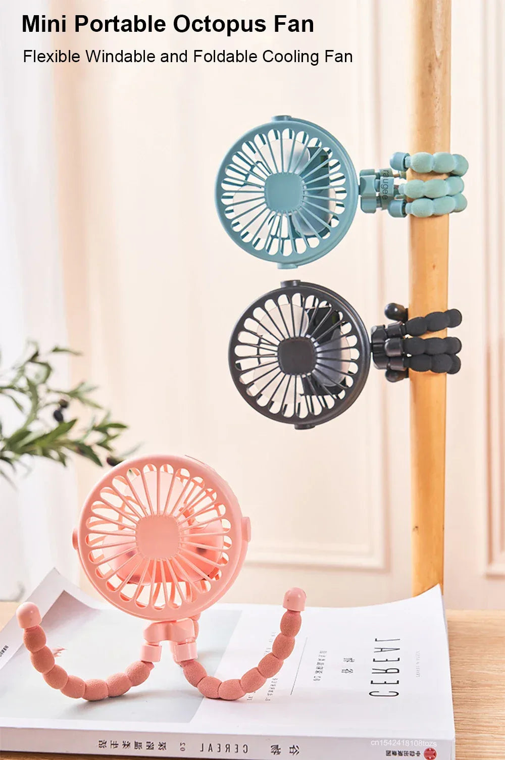 Portable Fan Mini Stroller Clip Fan USB Handheld Fan For Car Seat Bike 360° Rotate Flexible Octopus Stroller Fan Mini Car Fan