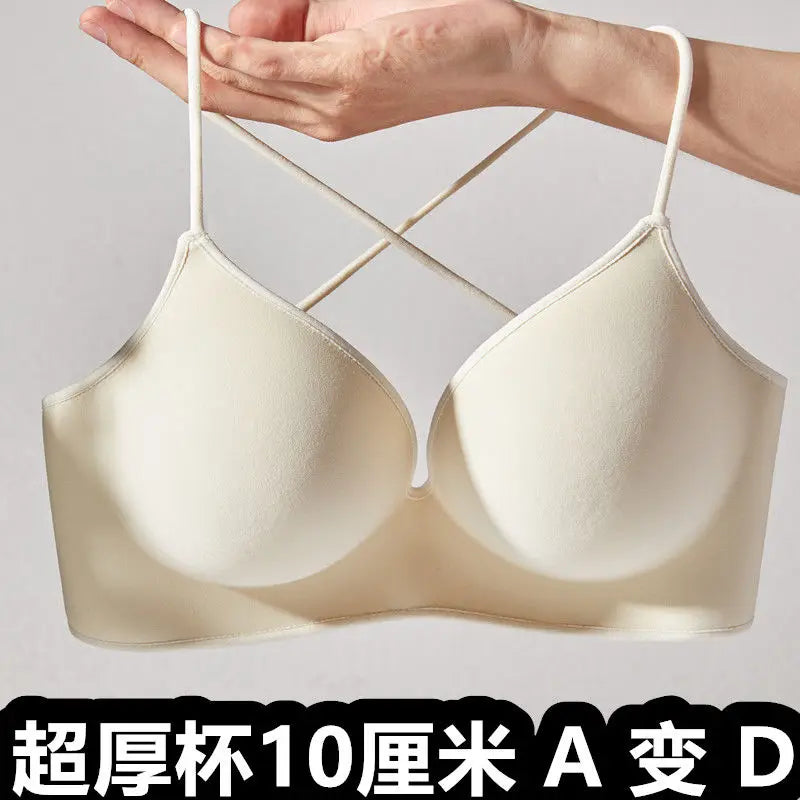 10CM Ultra Thick Push Up Bra for Small Chest Women Wireless Seamless No Side Fat Bra Lift Shape Body Shaper with Invisible Back