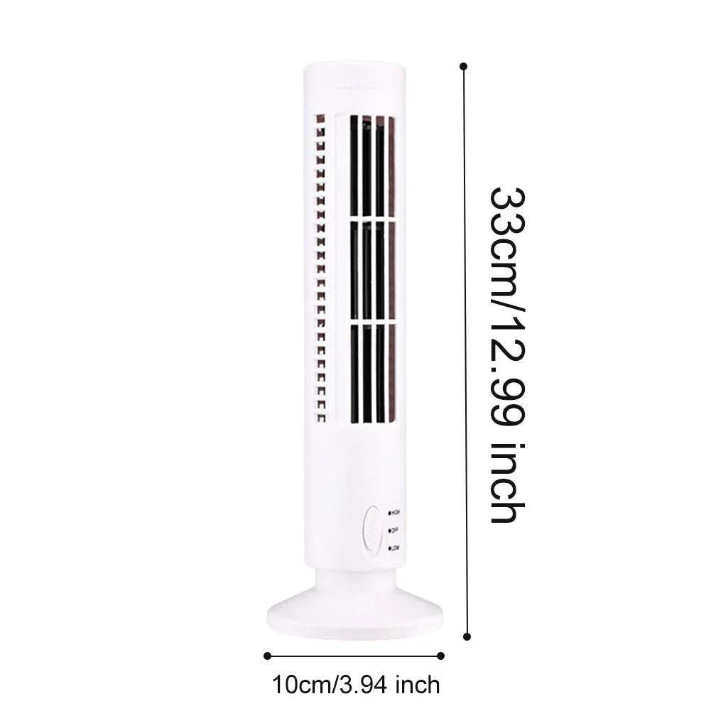 Bladeless Desktop Tower Fan Portable Electric Fan Air Cooler 2 Wind Speed Cooling Air Conditioner Standing Fan for Home Office