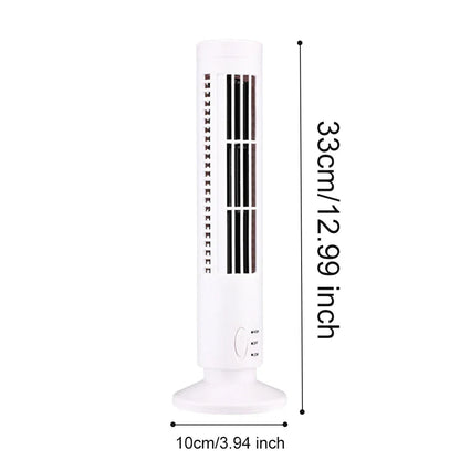 Bladeless Desktop Tower Fan Portable Electric Fan Air Cooler 2 Wind Speed Cooling Air Conditioner Standing Fan for Home Office