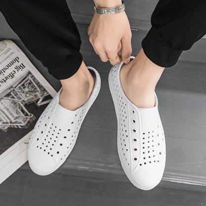 New beach sandals perforated shoes men's anti slip work shoes summer garden shoes water shoes ultra light outdoor walking shoes