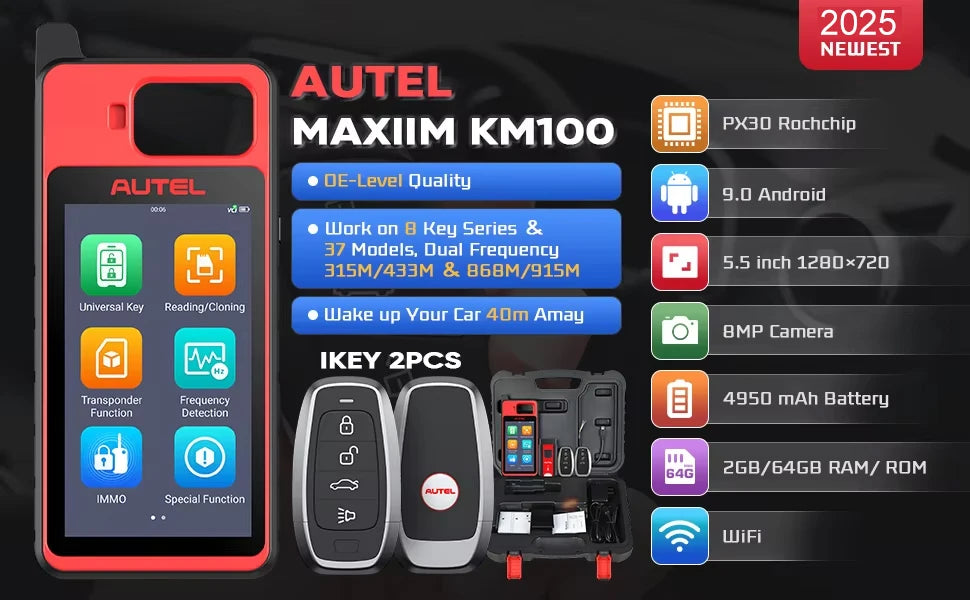 Autel MaxiIM KM100 Key Fob Programming Immobilizer Tool 2PCS Autel IKEY 60s Key Generation IMMO Key Learning on 99% Car KM100X
