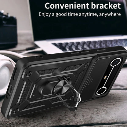 Slide Camera Cover for Tecno Spark Slim 4G Pova Slim 5G Case Ring Kickstand Holder Full Protective Shockproof Phone Capa Funda