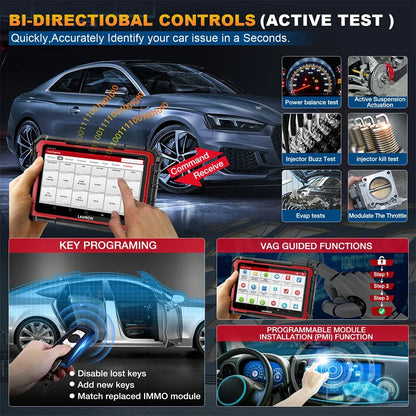 LAUNCH X431 PRO ELITE 8 inch Car Diagnostic Tools Auto OBD OBD2 Scanner All System CAN FD/DOIP Active Test 31 Reset ECU Coding