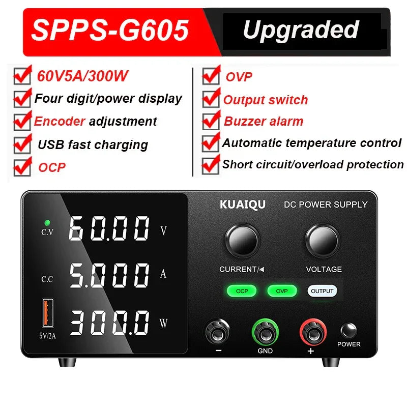 KUAIQU High Precision 30V10A Adjustable DC Stabilized Power Supply, Laboratory Specific Digital Display Power Supply, Aging Test