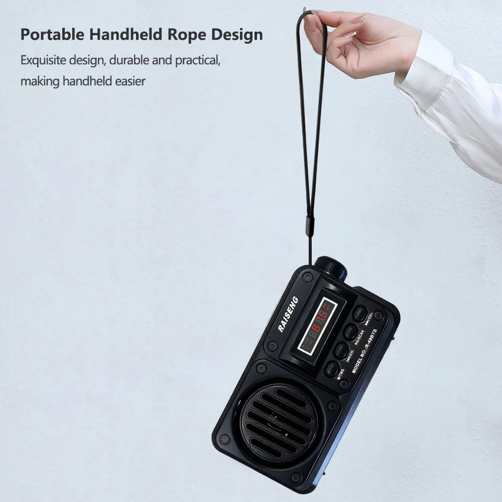 Solar Charging FM Radio Bluetooth Speaker with USB/TF MP3 Playback, Rechargeable Radio Receiver Portable Design for Home&Outdoor