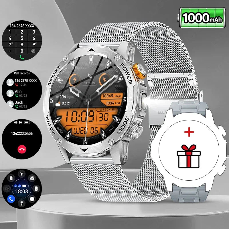 LIGE AMOLED Smart Watch Men with Flashlight Sports IP68 Waterproof Fitness Tracker Bluetooth Call Smartwatch Man for Android iOS