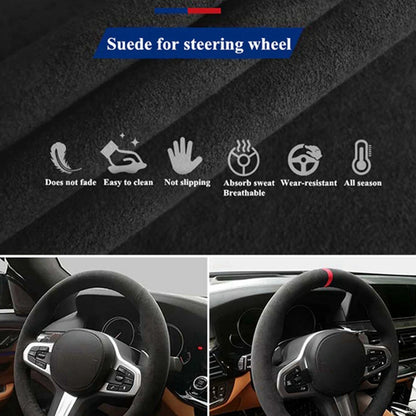 Hand Sewing Soft Suede Car Steering Wheel Cover For Seat Ibiza(6J)(FR/CUPRA) 2015 Mii FR Leather Original Steering Wheel Braid by PDG ibma