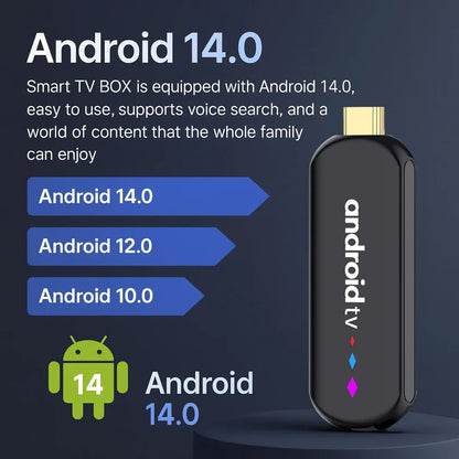 Android TV Stick S905L3 H96 MAX Android 14.0 4K Quad Core 2.4G 5G Wifi BT Home Media Player Voice Assistant Smart TV Stick