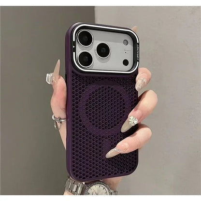 Camera mount mesh cooling case for iPhone 17 Pro Max 15 17 Pro 14 13 12 16 Pro Max For Magsafe wireless charging Shockproof cove