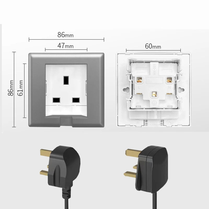 UK Plug 13A Recessed Bathroom Socket Panel with Hidden Waterproof Plug and Built-in Type 86 Kitchen Invisible 220V Socket