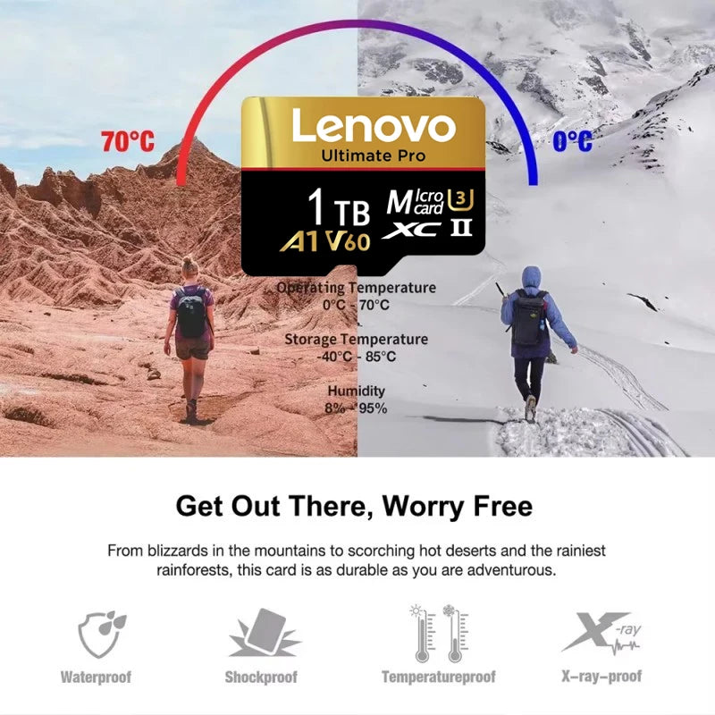 Lenovo SD Memory Card 2TB 1TB 512GB 128GB 256GB Micro SD Card V60 U3 Flash Cards TF Card Memory Microsd For Insta360 DJI Drone