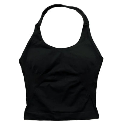 HISTELLO Halter Top Gym Vest Woman Backless Tank Tops Push Up Sport Bras Running Vest Workout Tops Activewear Yoga Clothing