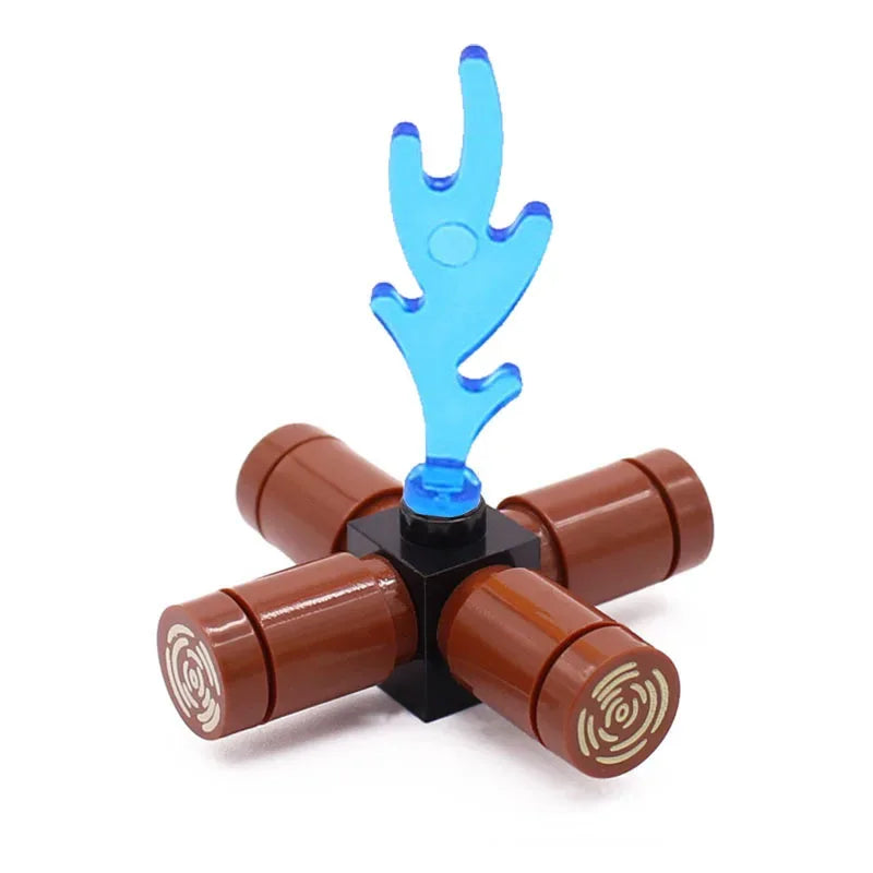 MOC Medieval Campfire Building Block Flame Wave Candle Transparent Wine Bottle Educational Toy Compatible Accessories Brick K054