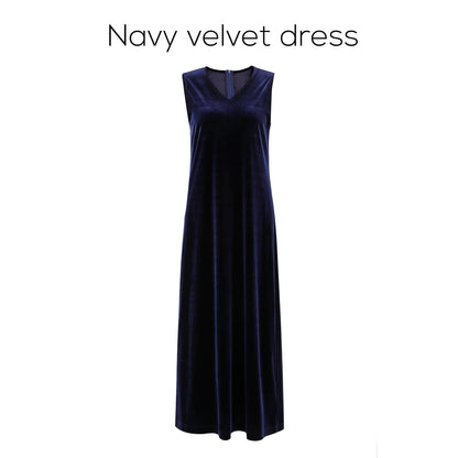 AP Women 2026 Autumn and Winter Modal Mesh Shirt and V Neck Velvet Maxi Dress High Quality