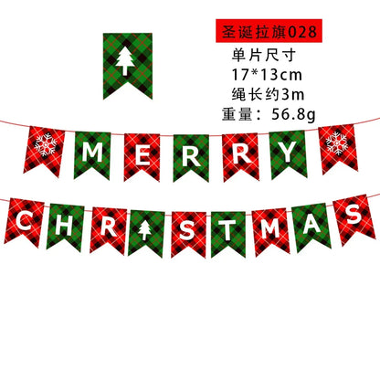 Christmas Banner Tree Ornaments Merry Decoration for Home 2025 Santa Claus Pendant Xmas Gifts New Year 2026 Flag Party Pulling