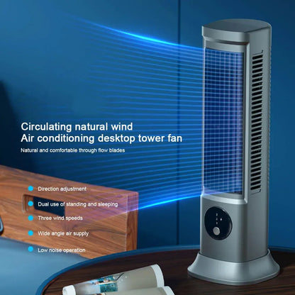Desk Tower Fan USB Rechargeable 3 Speeds Summer Ventilation Fan Vertical Horizontal Electric Fan Household Air Conditioning Fan