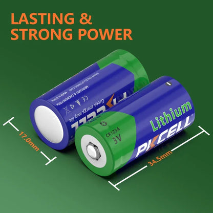 48PC PKCELL CR123A 3V Battery CR17345 Lithium Non-rechargable Batteries V123 KL123LA CR123R DL123A 3 Volt Lithium Pile Battery