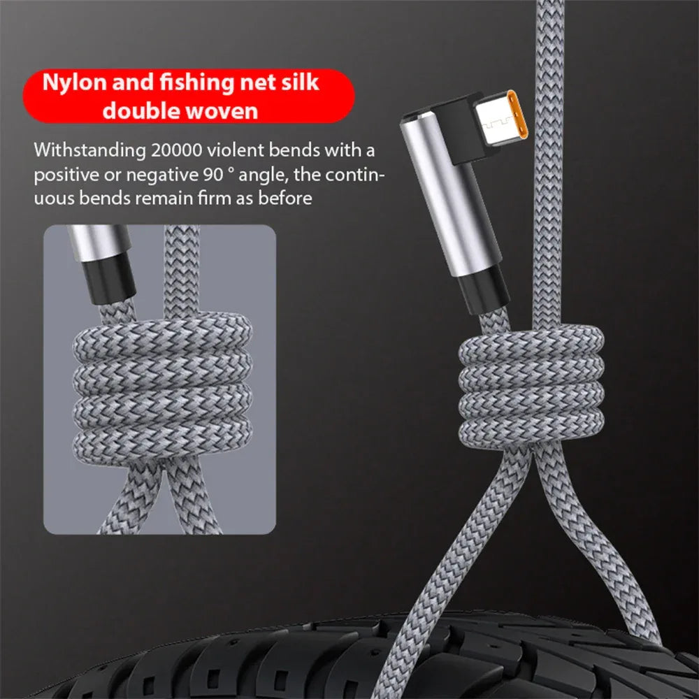 6A USB C Elbow Type C Fast Charge Cable 1/1.5/2/3/5/8m USB Extend Charging Cable for Universal USB Charging Charger Data Wire