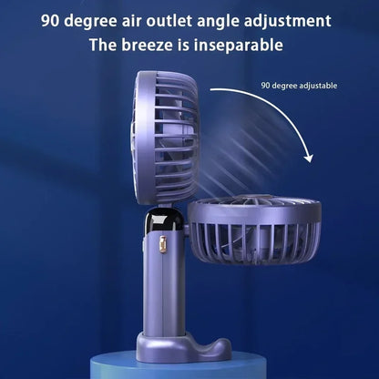 2026 New Handheld Mini Fan Foldable Neck Hanging Fans 5 Speed USB Rechargeable Fan with Phone Stand and Display Screen 1800mAh