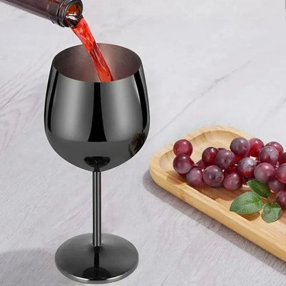 500ml Stainless Steel Wine Glass Goblet 304 Rose Gold Silver Gold Color, Durable Metal Cup for Red Wine Champagne Bar Party