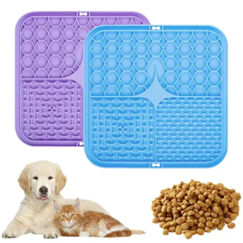 Pet Lick Silicone Mat Slow Feeder Dog Food Plate Bathing Distraction Sucker Training Feeder Supplies for Dogs