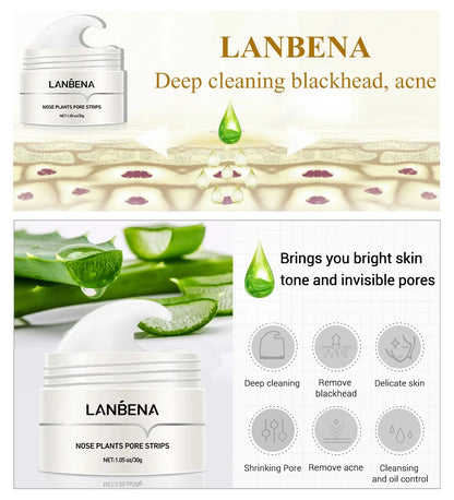 LANBENA Face Mask Blackhead Remover Skin Care Nose Mask Pore Strip Deep Cleaning Peeling Acne Treatment Facial Mask