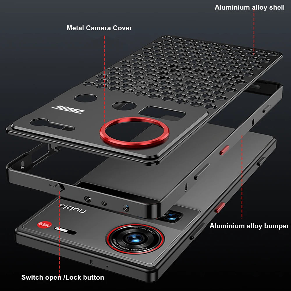 1:1 Copy for MacPro heat dissipation Metal bumper for ZTE Nubia Z70 Ultra Z70U cover Case Full Aluminium Alloy silky capas Funda