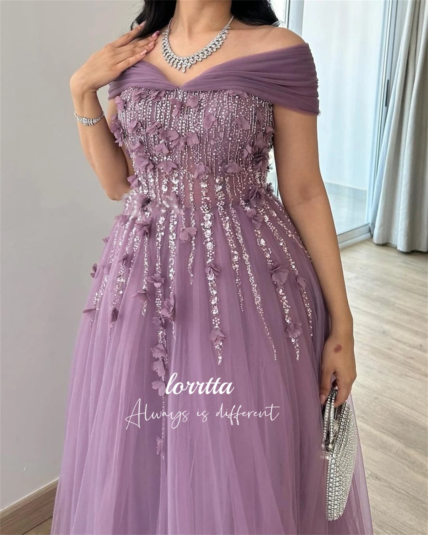 Lorrtta Wedding Party Dress Evening Eid 3D Flower Decoration Robe Soiree Robes De Cocktail Dresses Elegant Woman Gala Customized