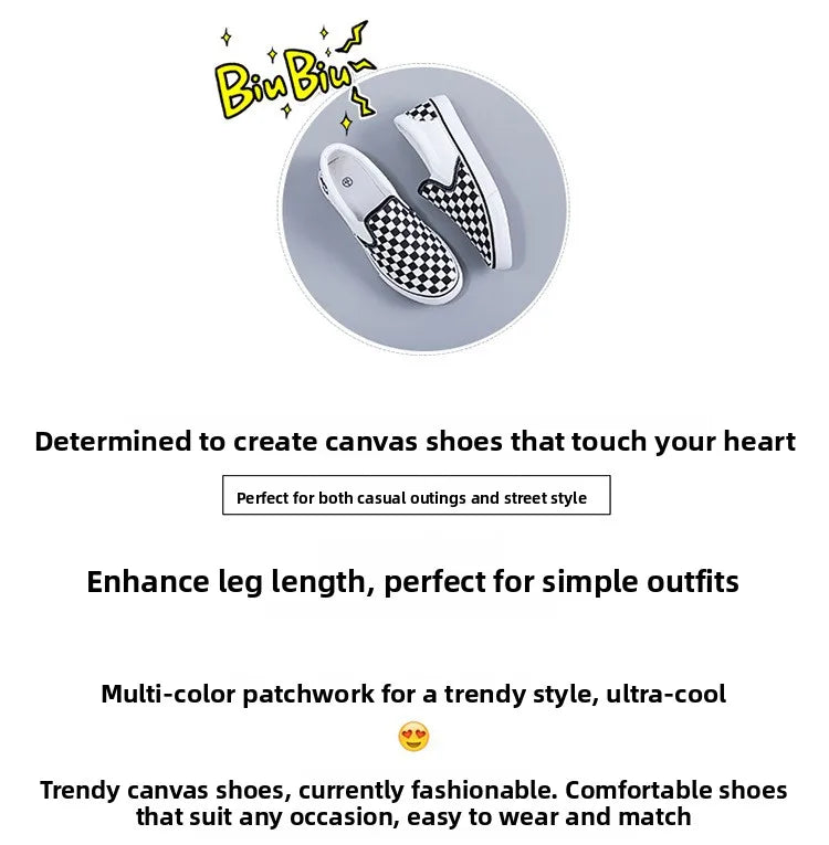 Hand-Painted Canvas Shoes Elastic Unisex Spring 2025 Style Korean Version Flat Heel Breathable Cotton Lined All-Season Footwear
