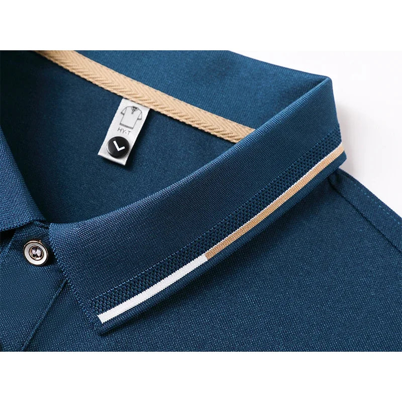 Men's Fitness Casual Sports T-shirt Gym Running Sports Elastic Short-sleeved Polo Shirt Lapel Top Men's Slim Fit T-shirt
