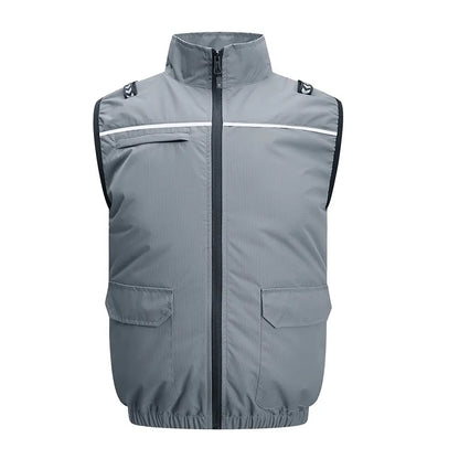 Hooded Cooling Vest Summer USB Charging 5V 12V Cooling Fan Air Conditioner Clothes Sleeveless Breathable Outdoor Sports Travel W