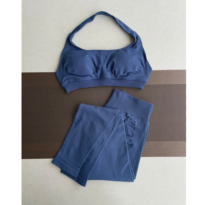 2 Pieces Yoga Gym Set Women Seamless Strappy Yoga Bra High Waist Workout Scrunch Shorts Sports Set Fitness Clothes Sportswear