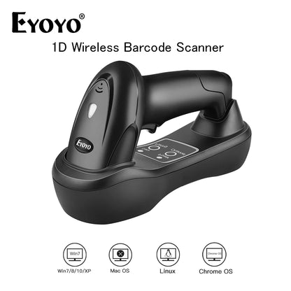 Eyoyo EY-6900D 1D Handheld Wireless Barcode Scanner Reader USB Cradle Receiver Charging Base Bar Code Scan Portable Scanning