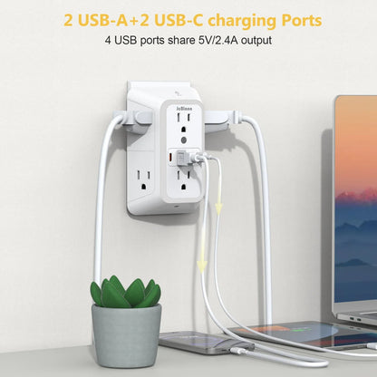 US AC Plug with Induced Light Wall Mounted Power Strip Multi-sockets Network Filter with USB Charging Network Filter Adapter