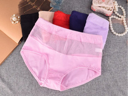 Large Size 110 Kg Triangle Underwear Women's Mesh High Waist Hip Fat Transparent Sexy Lingerie