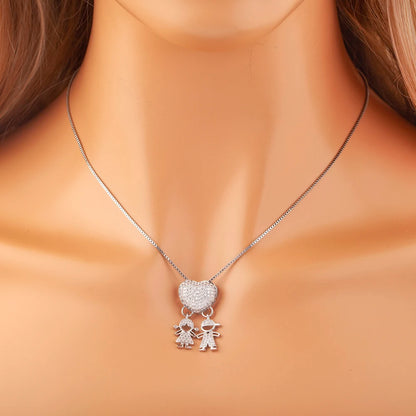 New Trendy Classic Design Shiny Crystal Zircon Charm Boy/Girl Pendant Necklaces For Women Mother's Day Chain Choker Jewelry Gift