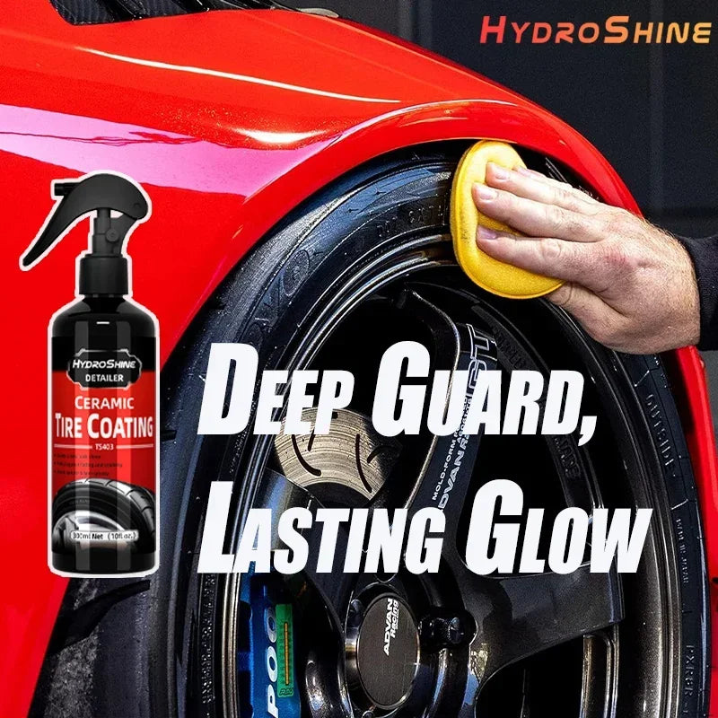 Hydroshine Ceramic Tire Coating Shine Spray Tyre Gloss Plastic Rubber Wheel Restorer  Long Lasting Hydrophobic Cleaner Seal Wax