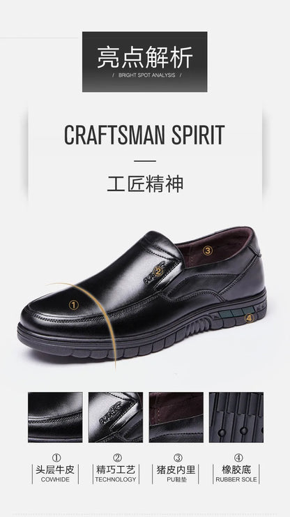 Men's PU Leather Shoes Formal Dress Loafers Large Size Casual Soft Mens Business Comfortable Non-slip Driving Shoes