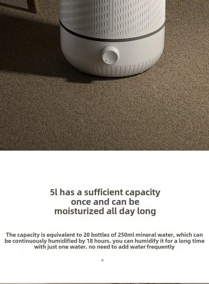 5L Large Capacity Air Humidifier Smart Humidifier with Rotating Mist Auto Shut-Off High Fequency Humidifier Ultra Quiet for Home