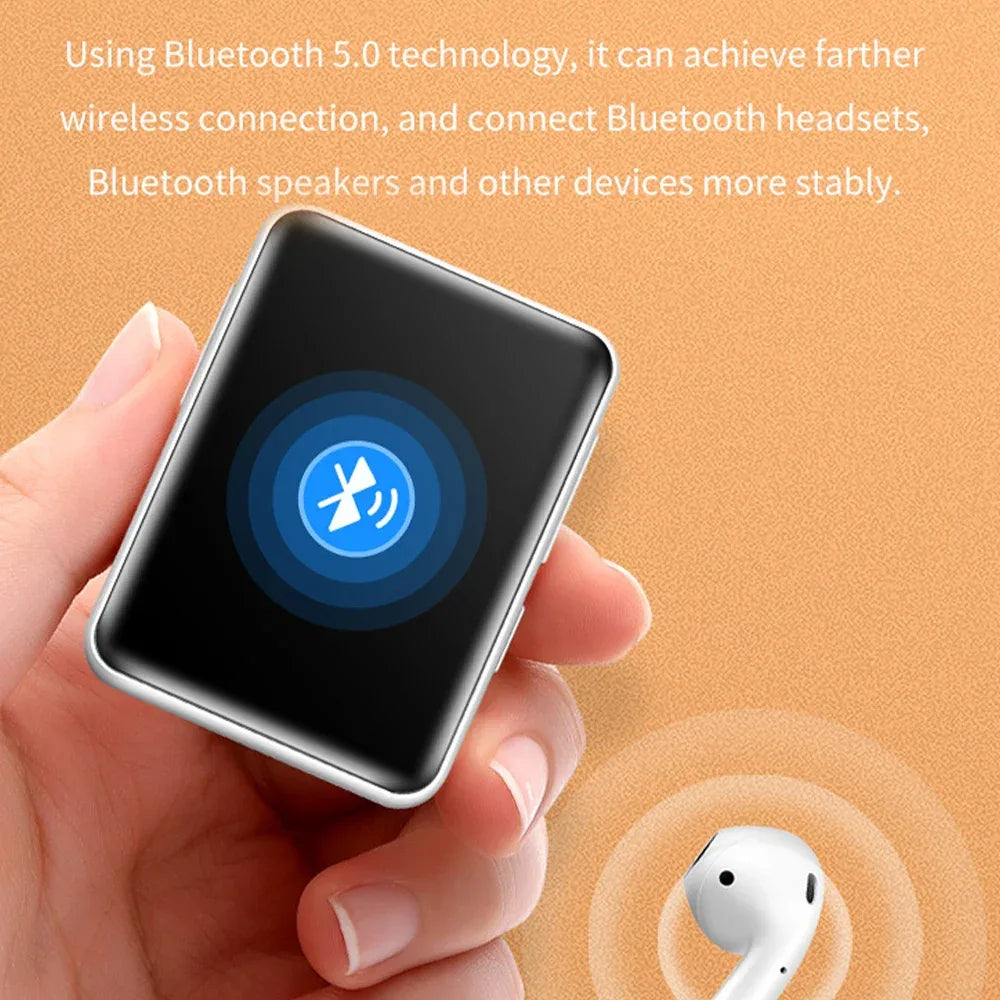 MP4 Player BT 5.0 Touch Screen Music Player Portable MP3 Player with Speakers FM Radio Recording E-Book 2-inch Screen