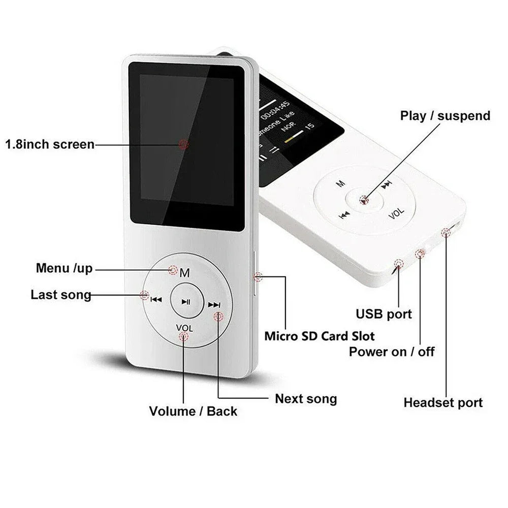 MP3 Player Outdoor Sports Fitness Mini Mp4/mp3 Support Bluetooth Lossless Hifi Music Player FM Radio Recorder Sport 128GB