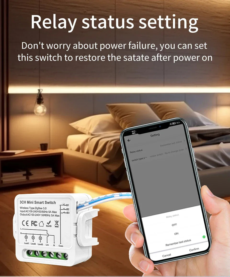1/2/3 Channels 16A/10A/5A 100-240V Zigbee 3.0 Smart Wireless Switch Smart Home APP Voice Control Work with Alexa Google Home