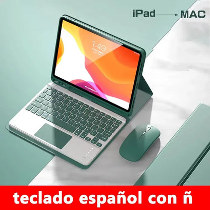 Spanish Keyboard Case For iPad Air Pro 11 13 2024,iPad 10.2 7/8/9th 10th 2022 Gen Air 3 4 5 10.9 Pro 12.9 Funda Cover For iPad