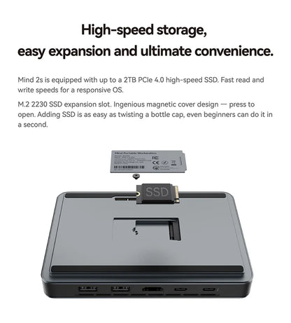 Khadas Mind Pro/2/2s AI Mini PC, Micro Desktop Computer with Intel Core Ultra 7 155H, up 64GB+2TB, Windows 11 Home, 8K Display