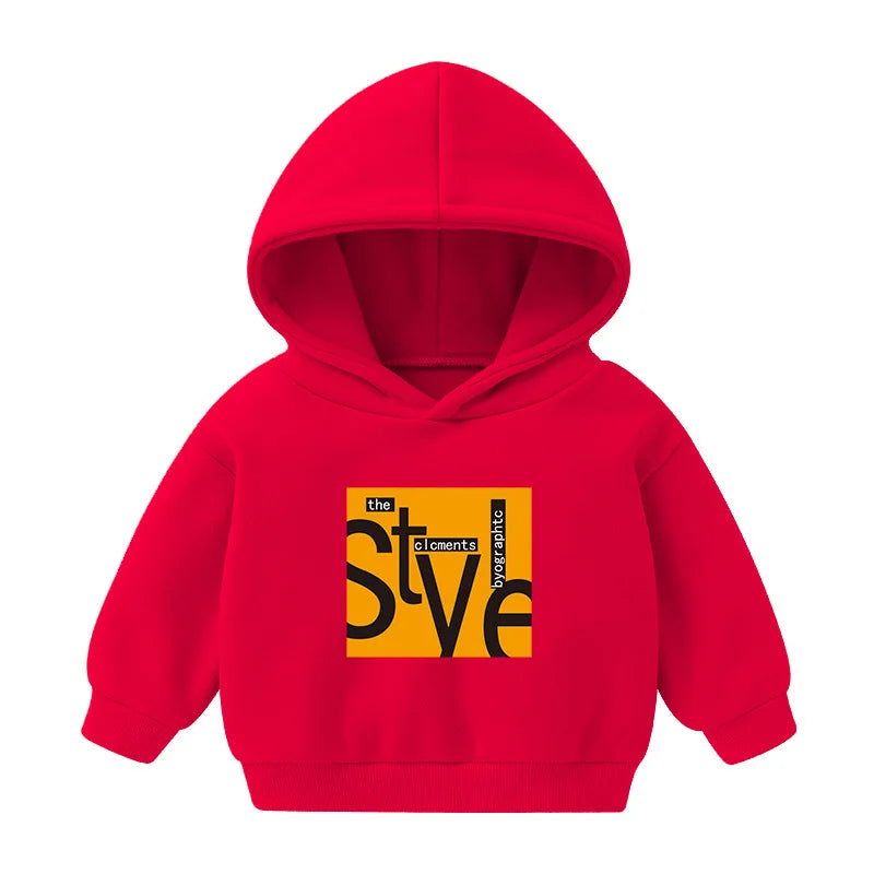 1pcs Boys Girls Thick Velvet Cartoon Tees Kids Solid Casual Fashion Warm Autumn Winter Sweatshirt Hoodie Baby Cloths Infant Tops