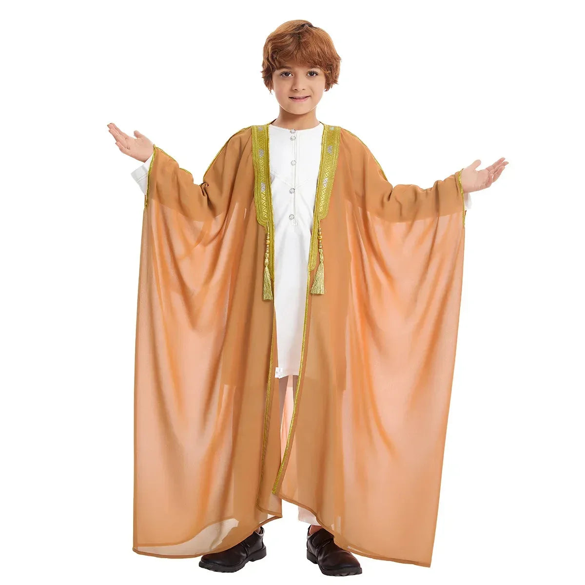 Muslim Saudi Arabian Boy Abaya Children Praying Islamic Clothing Kimono Middle Eastern Teen Dress Dubai New Fashion Classic