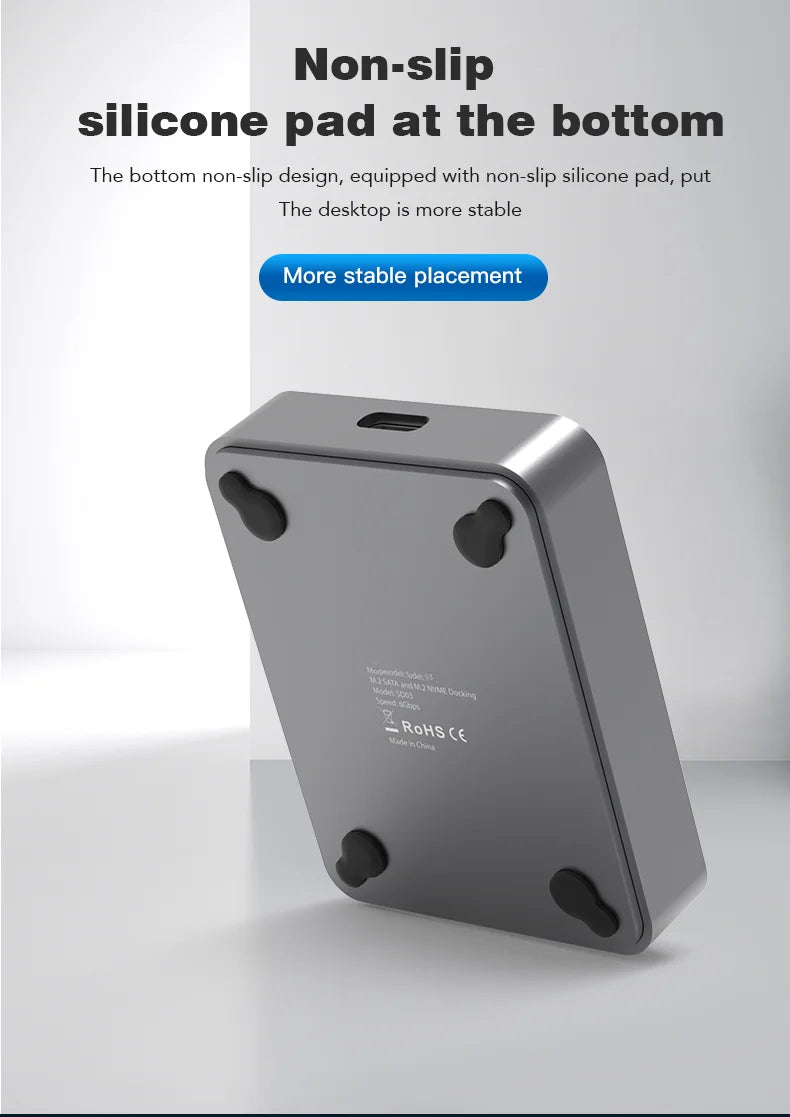 HDD Docking Station M.2 Caddy Box Base Adapter SATA/NVMe SSD Dual Protocol Solid State Mobile Hard Disk Enclosure USB C