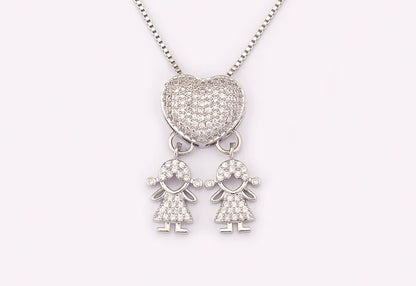 New Trendy Classic Design Shiny Crystal Zircon Charm Boy/Girl Pendant Necklaces For Women Mother's Day Chain Choker Jewelry Gift