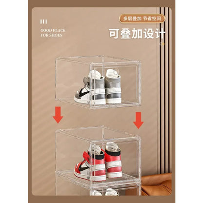 Shoe box, hard box, magnetic suction, front side opening storage, transparent acrylic bag, hand-held storage box, shoe cabinet